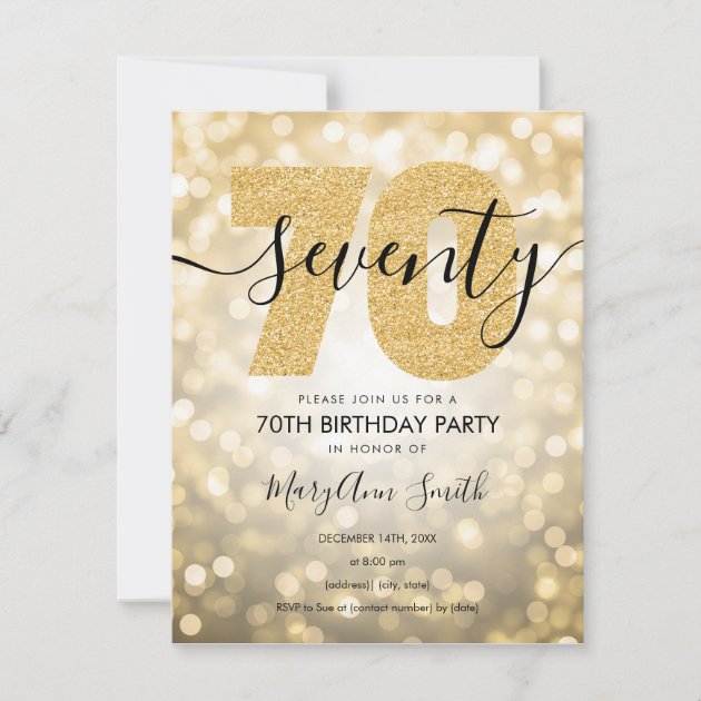 Elegant Modern Gold 70th Birthday Party Invitation